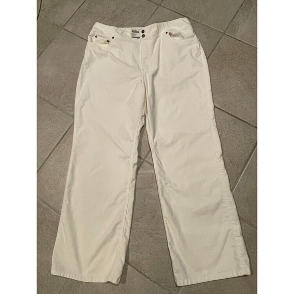 Chicos Pants Corduroy White Sz‎ 3 High Rise Wide Leg 36x29 Measured Office - Picture 1 of 8